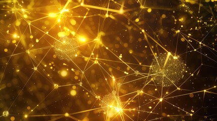 Obraz premium An abstract depiction of ethereal nodes pulsing within a celestial expanse, featuring glowing light patterns and a mesmerizing network of connections.
