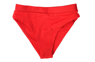 Beautiful women's red panties on a light background. sexy underwear. Elegant red women's underwear,...