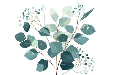 Obraz premium Eucalyptus drawing illustrated graphics.