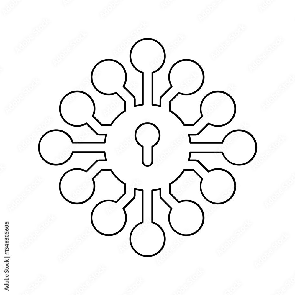 Poster security system icon in line style