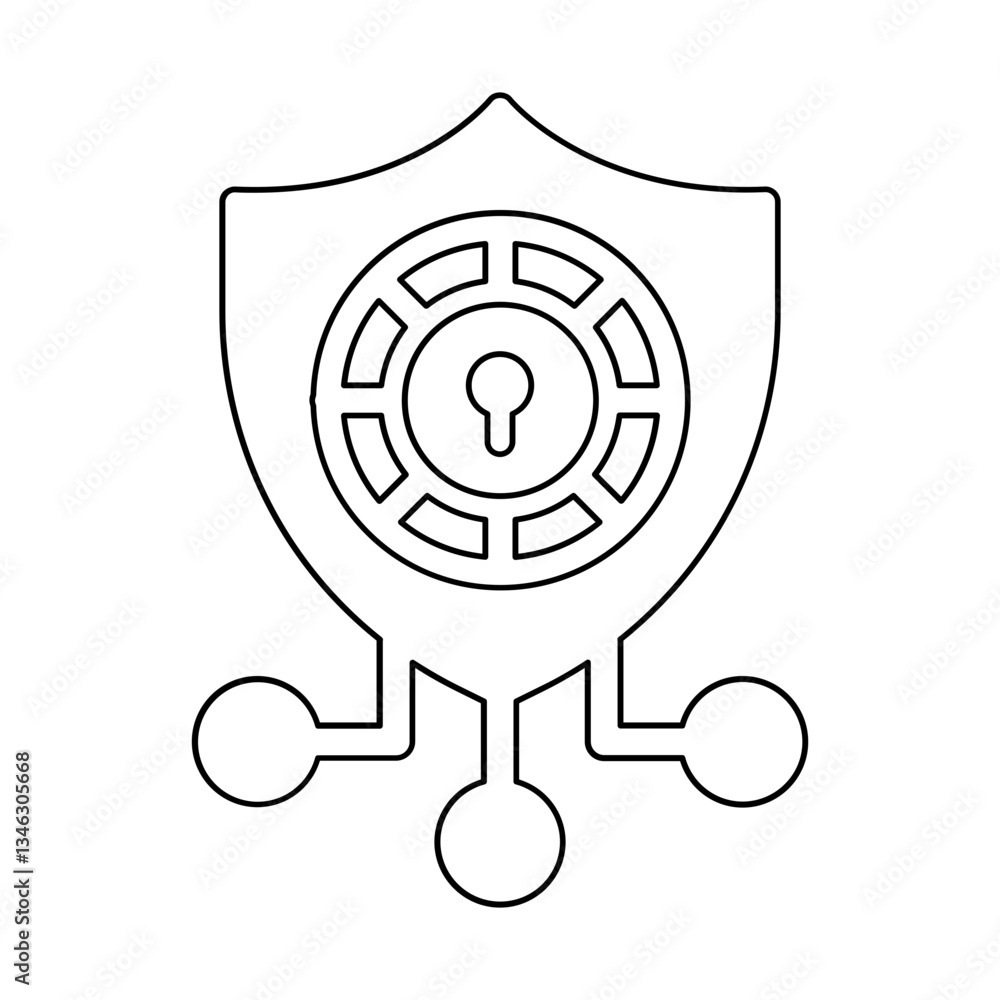 Poster security system icon in line style