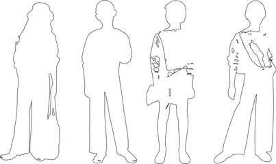 Minimalist Line Art of children Silhouettes