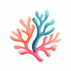 Obraz premium Stylized coral reef branches in vibrant colors on a white background 