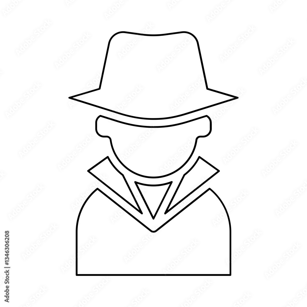 Poster hacker icon in line style