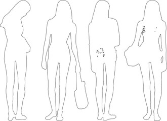 Elegant Female Outline Drawings – Vector