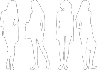 Elegant Female Outline Drawings – Vector