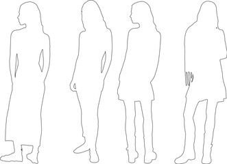 Elegant Female Outline Drawings – Vector