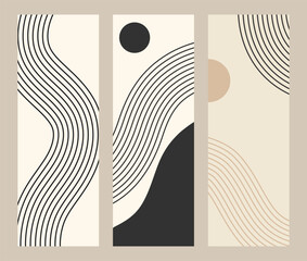 set of three minimalist abstract wall hanging art 