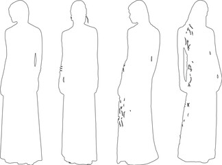 Elegant Female Outline Drawings &ndash; Vector