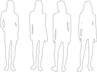 Elegant Female Outline Drawings – Vector