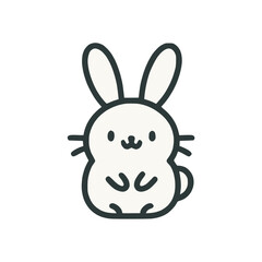 Obraz premium Outline vector illustration of a cute bunny sitting on a transparent background