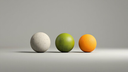Three Textured Balls In A Studio Setting