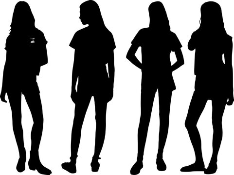 Black and White Female Silhouettes &ndash; Minimalist Art