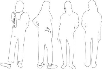 Elegant Female Outline Drawings – Vector