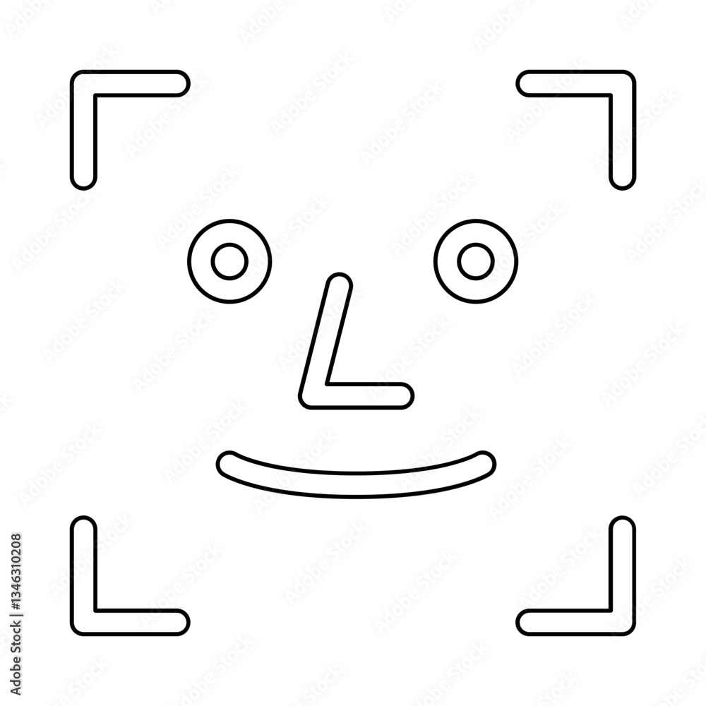 Poster face detection icon in line style