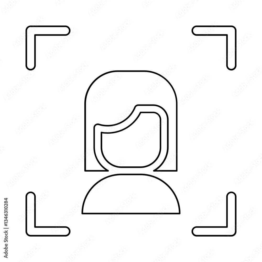 Poster face detection icon in line style