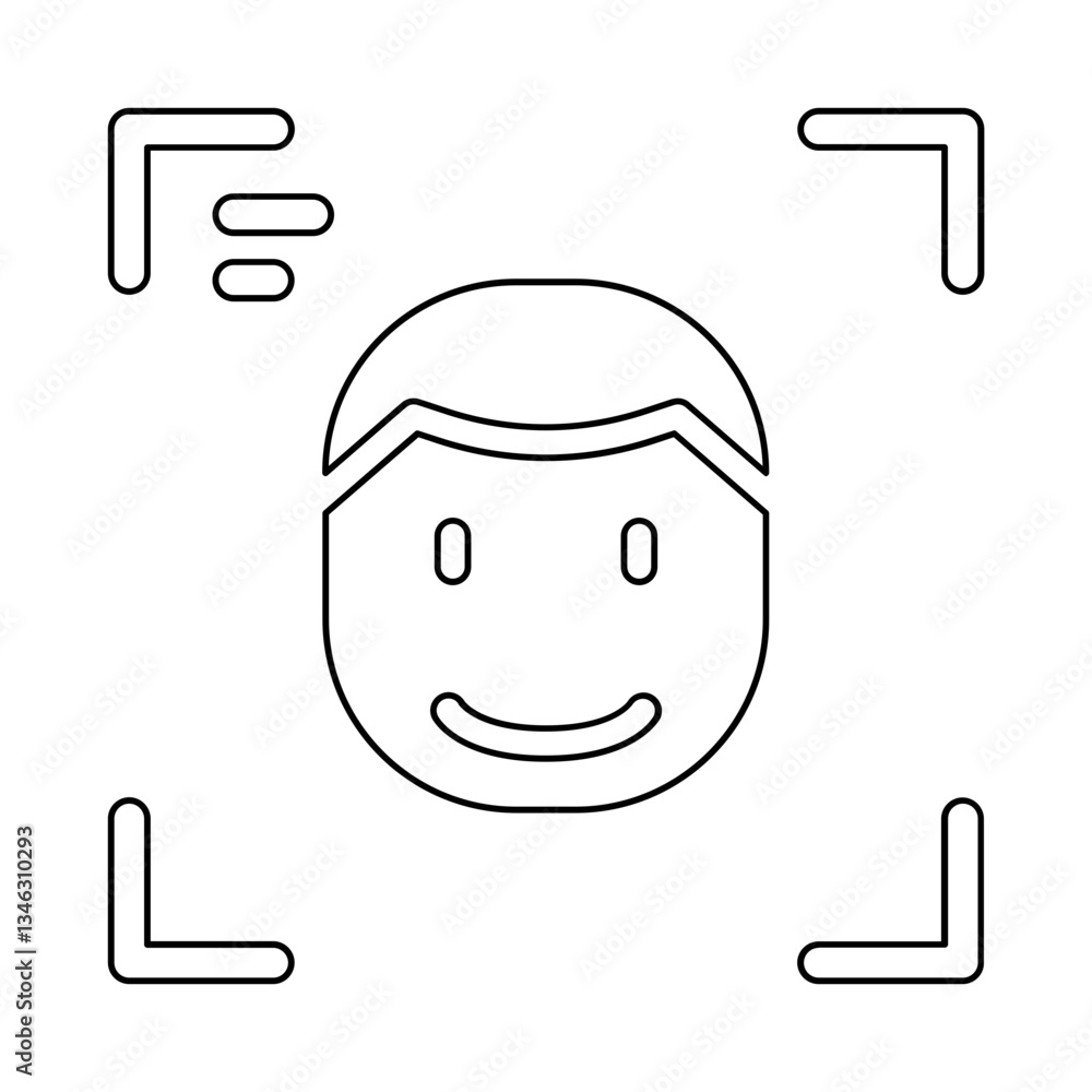 Poster face detection icon in line style