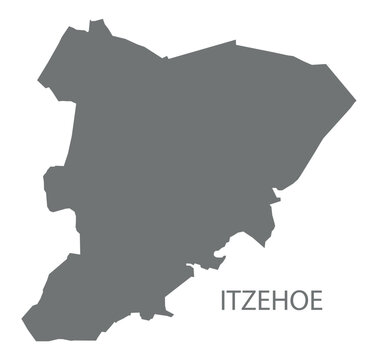 Itzehoe city map with boroughs grey illustration silhouette shape