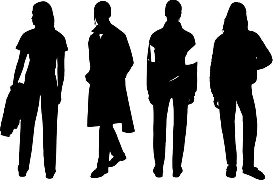 Black and White Female Silhouettes &ndash; Minimalist Art