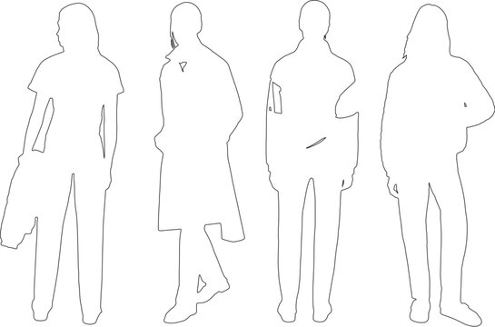 Elegant Female Outline Drawings &ndash; Vector