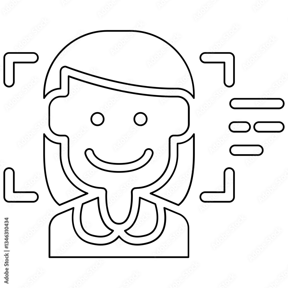 Poster face detection icon in line style