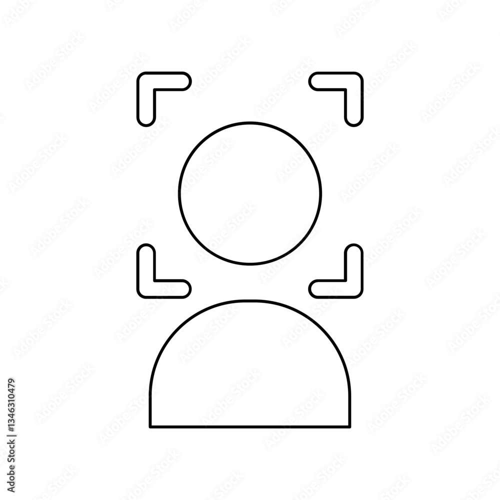 Poster face detection icon in line style