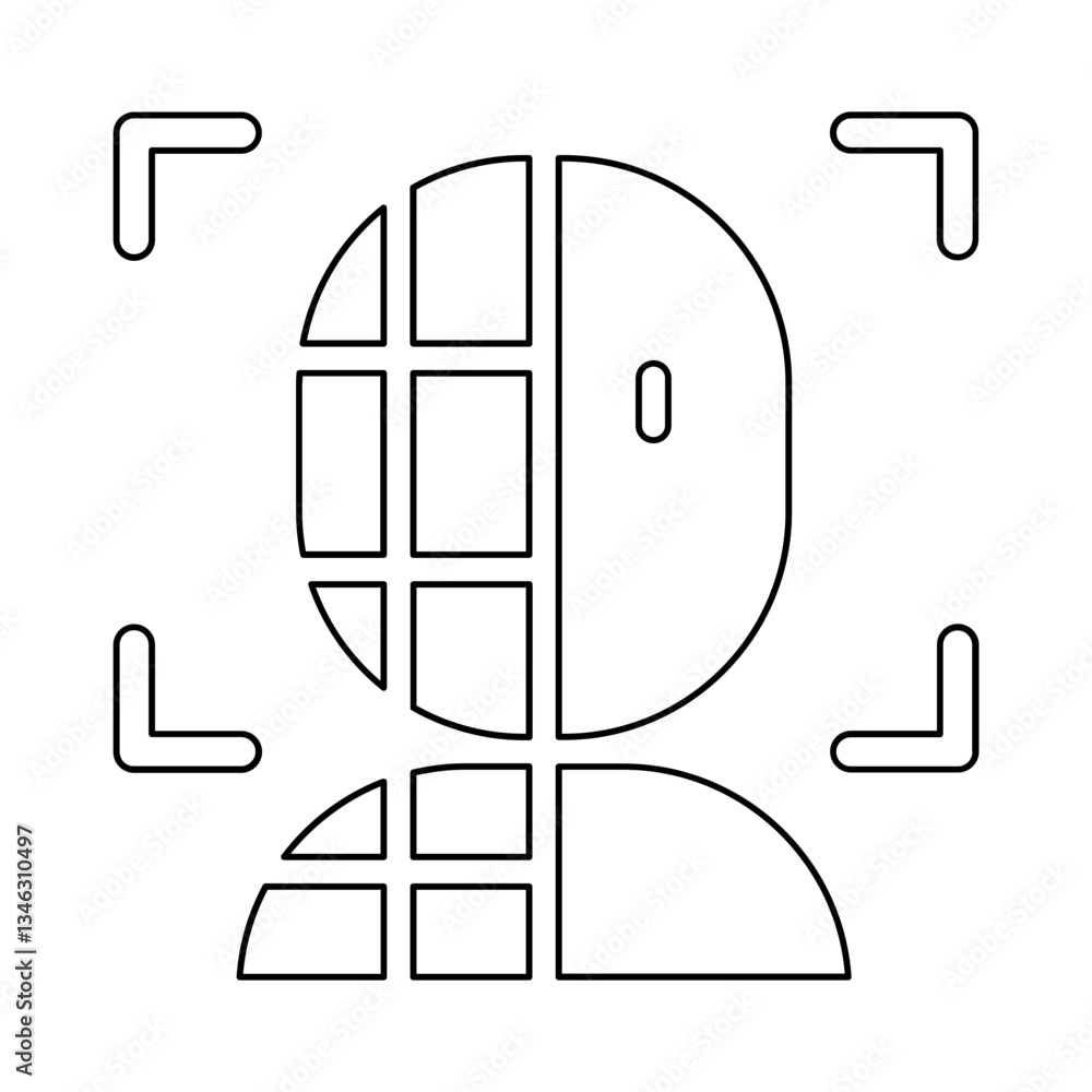 Poster face detection icon in line style