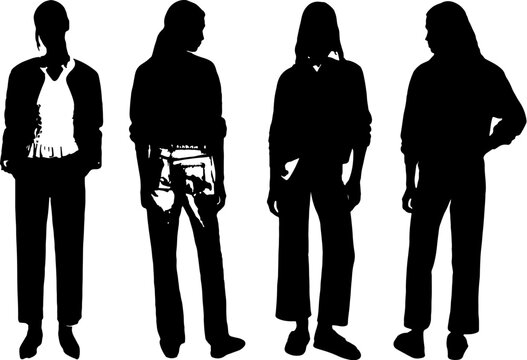 Black and White Female Silhouettes &ndash; Minimalist Art