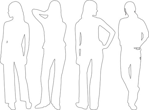 Elegant Female Outline Drawings &ndash; Vector