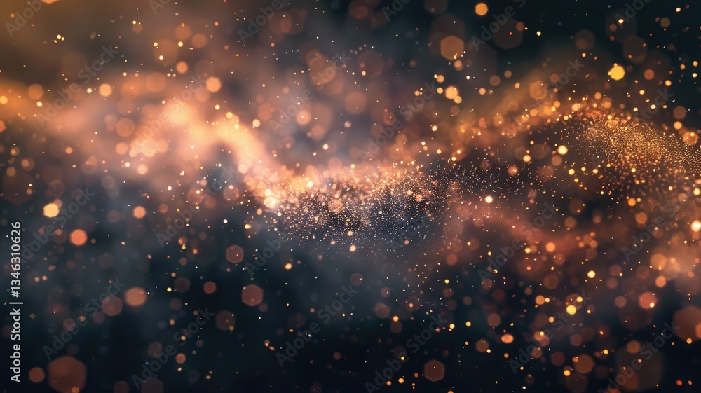 Poster abstract galaxy with swirling blue and orange particles. digital artwork for design of cloud and smo