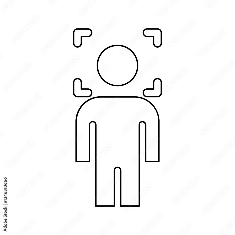 Poster face detection icon in line style