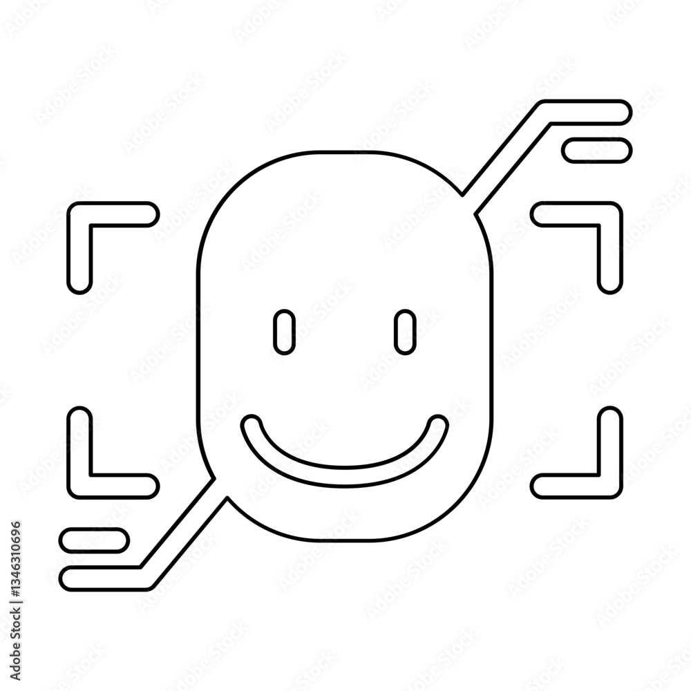 Poster face detection icon in line style