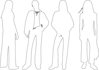 Elegant Female Outline Drawings – Vector