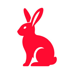 Naklejka premium Vector illustration of a red rabbit silhouette on a transparent background