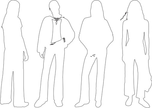 Elegant Female Outline Drawings &ndash; Vector