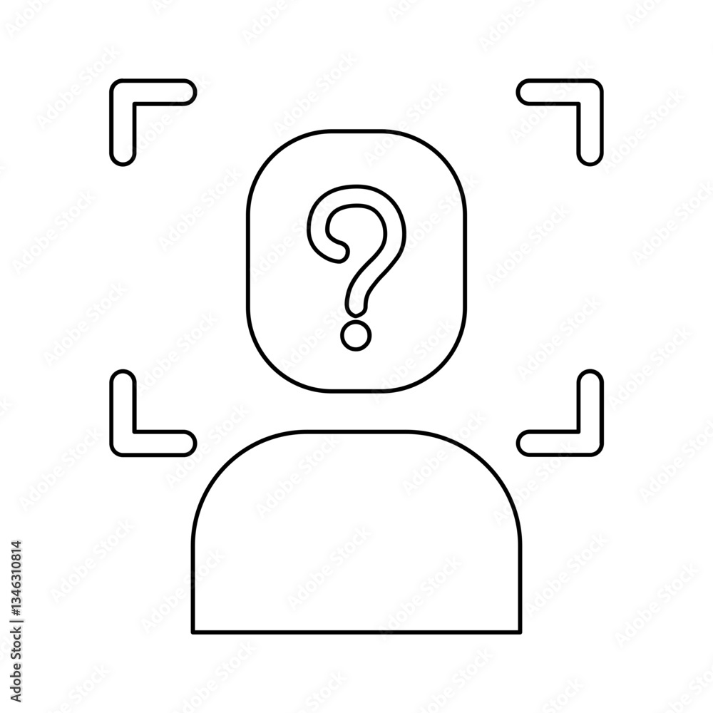 Poster face detection icon in line style