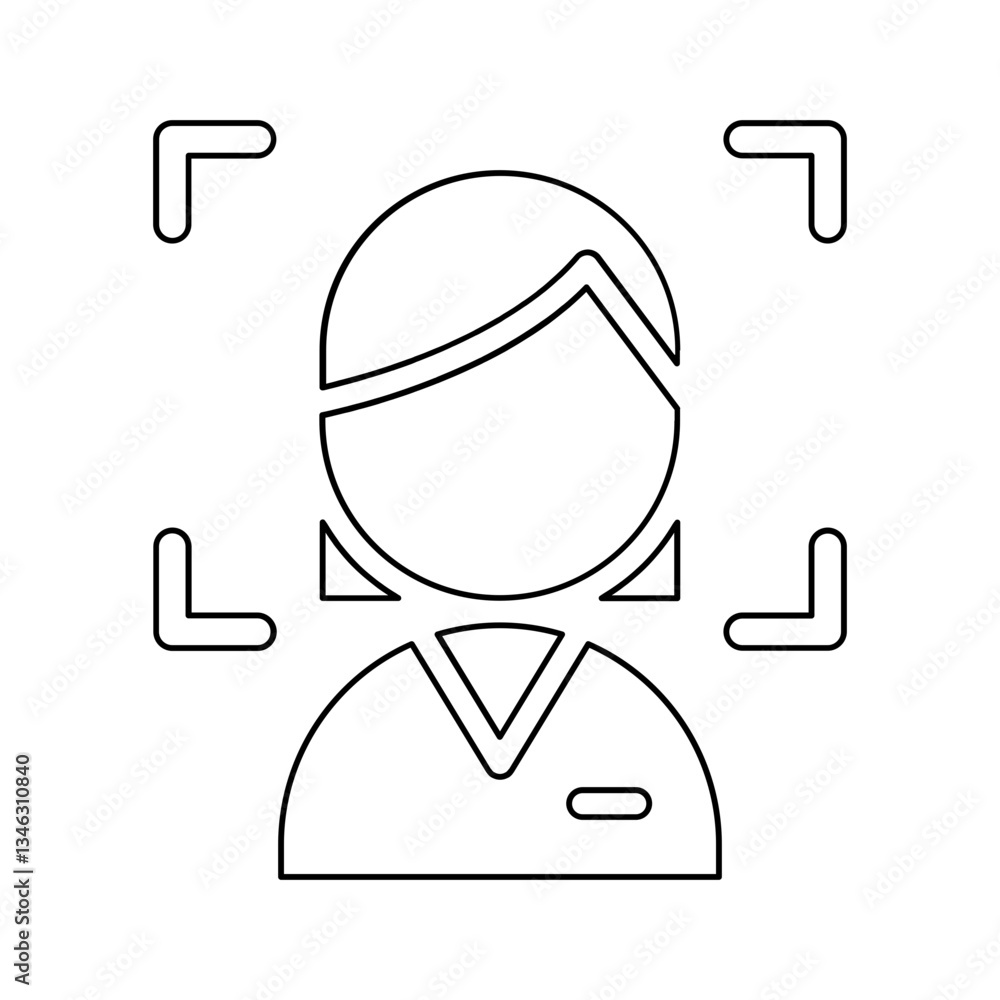 Poster face detection icon in line style