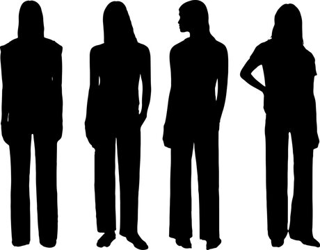 Black and White Female Silhouettes &ndash; Minimalist Art