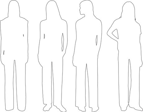 Elegant Female Outline Drawings &ndash; Vector