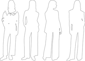 Elegant Female Outline Drawings &ndash; Vector
