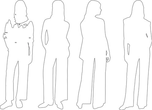 Elegant Female Outline Drawings &ndash; Vector