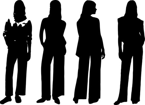 Black and White Female Silhouettes &ndash; Minimalist Art