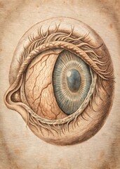 Detailed Anatomical Illustration of a Human Eye Vintage Medical Drawing Eyeball Iris Pupil