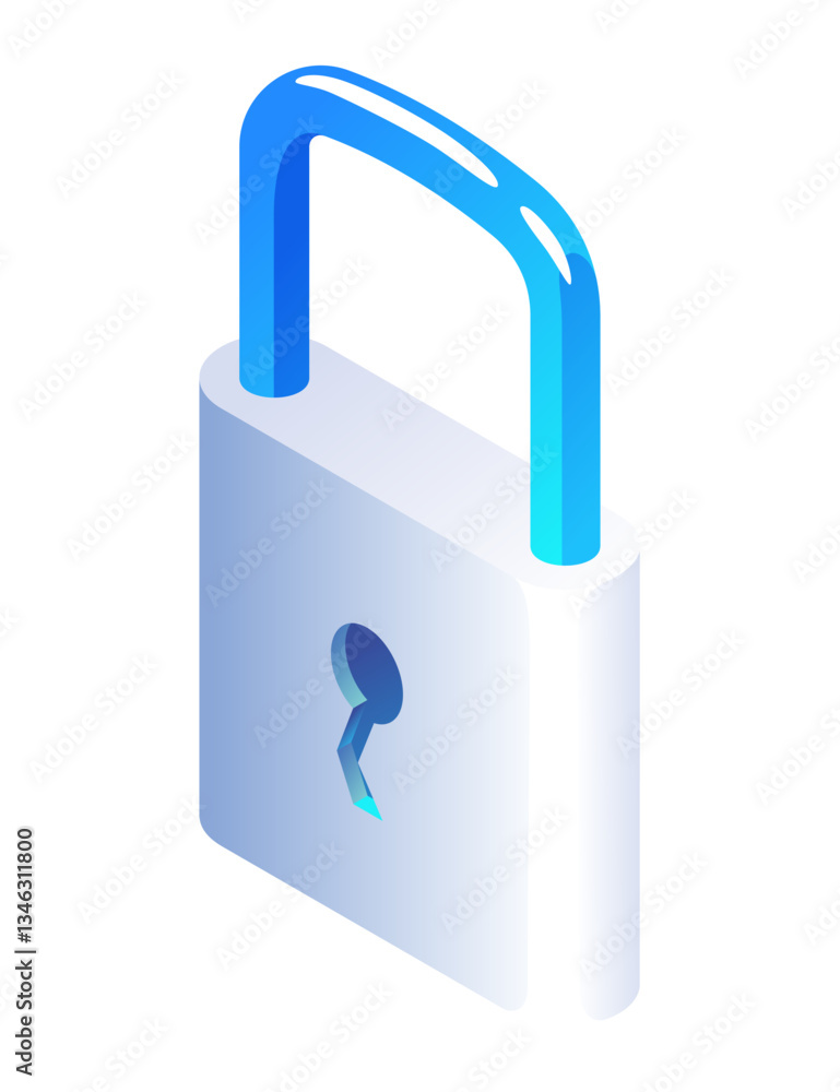 Aufkleber security isometric. padlock icon, future technology for verification. cyber security and data protec