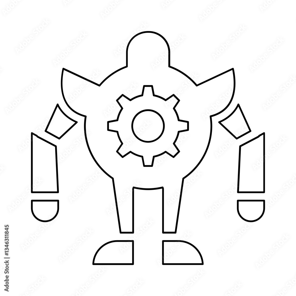 Poster robot icon in line style