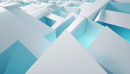 Abstract Geometric Composition: A contemporary abstract composition of interconnected geometric shapes and structures.  Cool tones with sharp edges and architectural details.