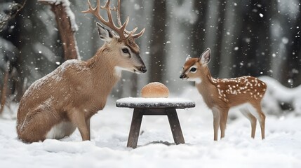 Deer standing gracefully amidst a lush green landscape with a sense of peace and harmony in nature's embrace