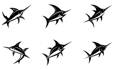Bold black marlin silhouette design.