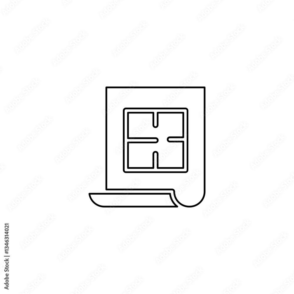 Poster blueprint icon in line style