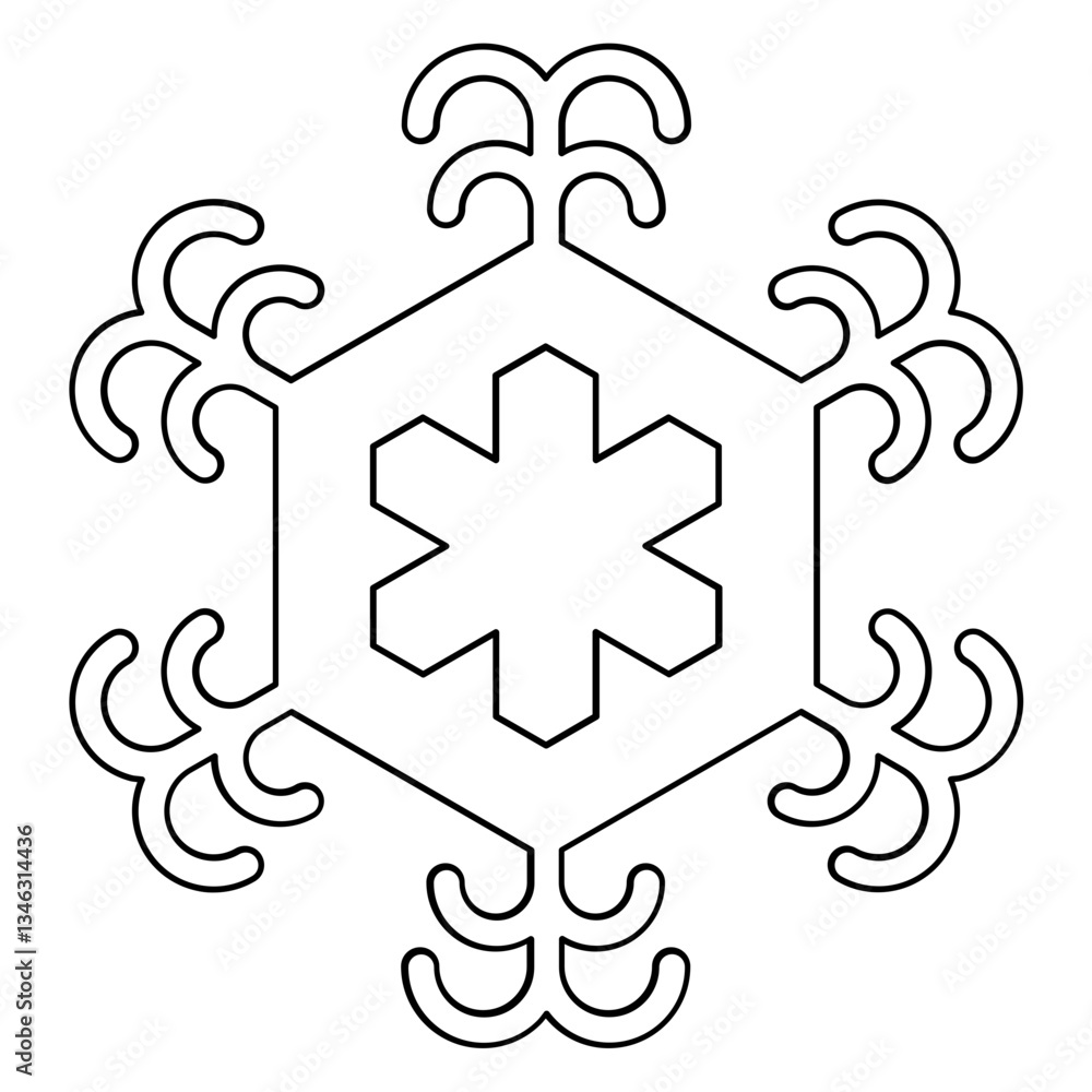 Poster snowflake icon in line style